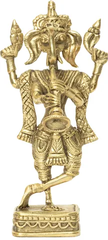 Dokra table-top Dancing Ganesha - 5inch