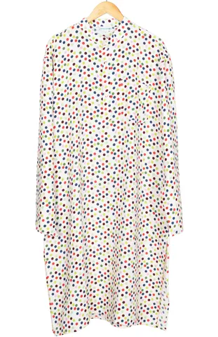 Handwoven Linen Kurta in White with Printed Dots