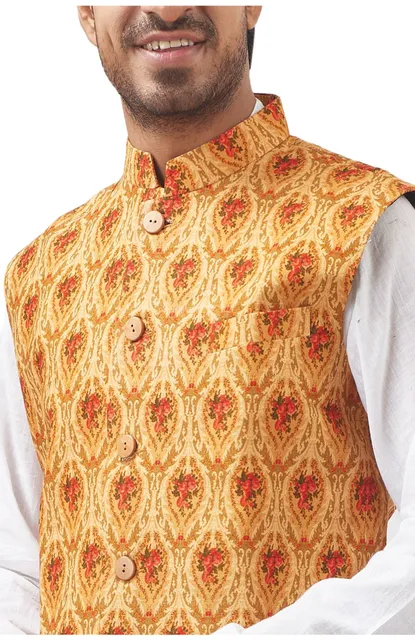 Handloom Jacket in Cotton with Prints