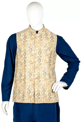 Handloom Jacket in Cotton with Print