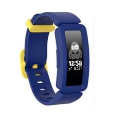 For Fitbit Inspire HR / Ace 2 Silicone Smart Watch Replacement Strap Wristband (Blue + Yellow Buckle)