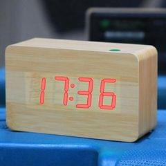 Red Number USB / Battery Wooden Clock with Voice Control (Red)