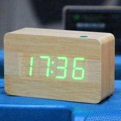 Red Number USB / Battery Wooden Clock with Voice Control (Green)