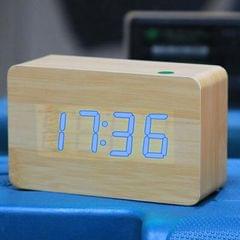 Red Number USB / Battery Wooden Clock with Voice Control (Blue)