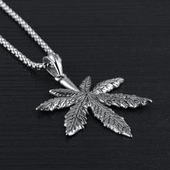 OPK Cool Personality Casting Vintage Stainless Steel Maple Leaf Pendant with Chain