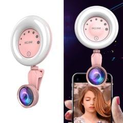 RK32 Beauty 52-LED Touch Sensor APP Control Selfie Clip Flash Fill Light with HD 4K Wide Angle / 20X Macro Lens, For Live Broadcast, Live Stream, Beauty Selfie, etc (Pink)