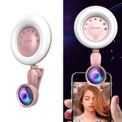 RK32 Beauty 52-LED Touch Sensor APP Control Selfie Clip Flash Fill Light with HD 4K Wide Angle / 20X Macro Lens, For Live Broadcast, Live Stream, Beauty Selfie, etc (Rose Gold)