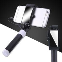 Mini Stainless Steel Folding Remote Control Selfie Stick with Rearview Mirror (Black)
