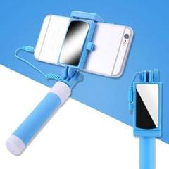 Mini Stainless Steel Folding Remote Control Selfie Stick with Rearview Mirror (Blue)
