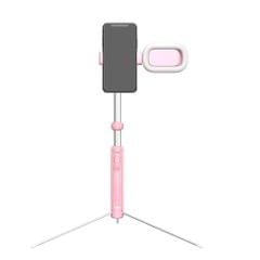CYKE A17D One-piece Multi-function Bluetooth Selfie Stick for Mobile Phones under 6 inch, with Rechargeable Remote Control & Independent Fill Light & Tripod (Pink)