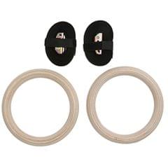 Wooden Gymnastic Rings Adjustable Pair Strength Training Rings with Straps