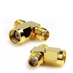 RP-SMA Male to 2 RP-SMA Female Adapter , Gold Plated