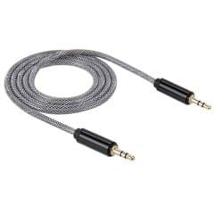 3.5mm Male to Male Plug Jack Stereo Color Mesh Audio AUX Cable for iPhone, iPad, Samsung, MP3, MP4, Sound Card, TV, radio-recorder, etc  Cable Length: about 1m (Black)