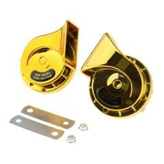 1 Pair 12V 115 dB Universal Car Snail Horn Loud Electric Air Horn Gold