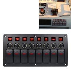 3Pin 8 Way Switches Combination Switch Panel with Light and Projector Lens for Car RV Marine Boat