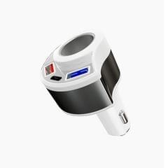 4 in 1 QC3.0 USB + Type-C + Cigarette Hole with Safety Hammer Function Car Charger