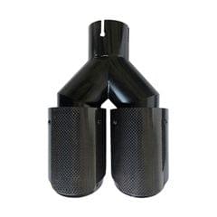 Car Glossy Equal Length Type Y-type Double Outlets Carbon Fiber Exhaust Pipe Tail Throat, Air Inlet Diameter:57mm
