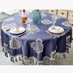 Jacquard Tablecloth With Tassel For Wedding Birthday Party Round Table Cover Desk Cloth