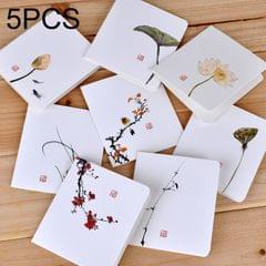 5 PCS Creative Classical Chinese Style Creative Greeting Card Birthday Card DIY Folding Blessing Card No Paper Envelope, Random Style Delivery