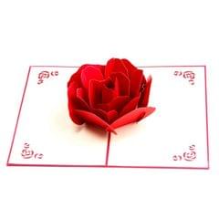 3D Pop Up Rose Thank You Greeting Postcards Flower Handmade Blank Vintage Paper Happy Birthday Love Gift Card, Size: 13x16cm