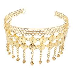 Gold Tone Belly Dance Tassel Headband Headdress Gypsy Tribal Jewelry Favor