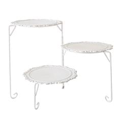 Folding Cake Stand Dessert Display Service Plate White Rack with White Plate