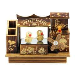 Engraved Wooden Music Box Bird Dancing Crafts Interesting Toys Gift