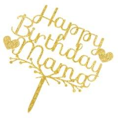 Happy Birthday Mama Acrylic Cake Topper Party Supplier Decorations Gold
