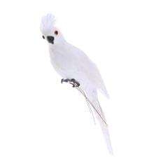 Handcraft Realistic Vivid Parrot Figurines Birds Model Garden Ornament White