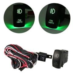 12V LED Fog Light Rocker On/Off Switch Wiring Harness 40A Relay Fuse Green
