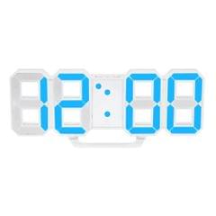 Digital 3D LED Wall Clock Alarm Clock Snooze 12/24 Hour Display USB White Blue 2 LED Color Switchable