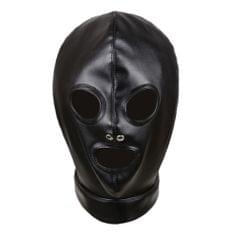 Faux Leather Hood Mask Lace Up Full Head Face Cover Couple Restraint Toys