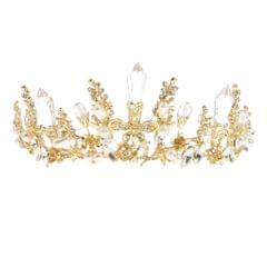 Bridal Wedding Prom Rhinestone Crystal Crown Hairband Headband Tiaras Gold