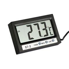 Indoor and Outdoor LCD Dual-Way Digital Thermometer with Clock (Black)