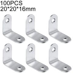 100 PCS Stainless Steel 90 Degree Angle Bracket,Corner Brace Joint Bracket Fastener Furniture Cabinet Screens Wall