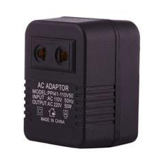 110V to 220V 50W AC Power Socket Adapter,  EU/US Plug to US Plug (Black)
