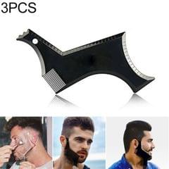 3 PCS Beard Styling Template Stencil Men Comb All-In-One Beard Shaping Tool (Black)