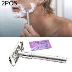 2 PCS Adjustable Safety Classic Stainless Steel Razor Men Safety Double Edge Blade Shaving