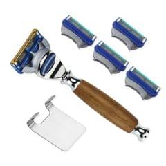 AD-6 Wooden Handle Safety Razor Replaceable Blade Razor Shaving Brush Stand Set