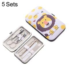 5 Sets 7 in 1 Stainless Steel Nail Care Clipper Pedicure Manicure Kits Case