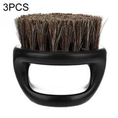 3 PCS Men Ring Design Portable Boar Brush Black ABS Haircut Cleaning Shaving Brush