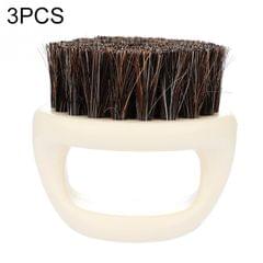 3 PCS Men Ring Design Portable Boar Brush White ABS Haircut Cleaning Shaving Brush