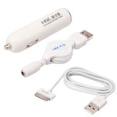 2 in 1 Universal Car Charger + Travel Charger with USB Port (White)