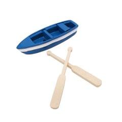 Mini Resin Boat Scull Model Ocean Beach Micro Landscape Decoration (Blue )