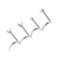 4Pcs Stainless Steel Zircon Crystal Screw Curved Nose Helix Piercing 20g