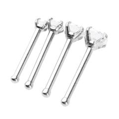 4Pcs Stainless Steel Zircon Crystal Straight Bar Nose Helix Piercing 20g