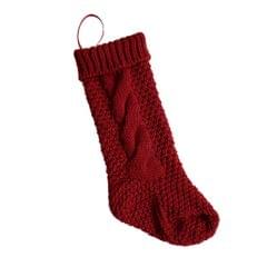 Vintage Heavy Knit Christmas Stocking Santa Socks Hanging Decorations Burgundy L