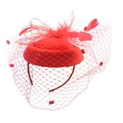 Fascinators Hats Cocktail Tea Party Headwear with Veil for Women Red