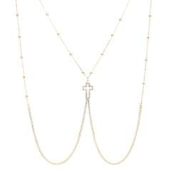 Cross Necklace Crossover Body Chain Sexy Women Tassel Body Jewelry Golden