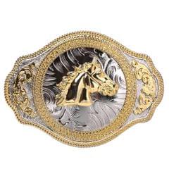 Rodeo Engraved Golden Horse Belts Buckle Men's Metal Vintage Western Cowboy